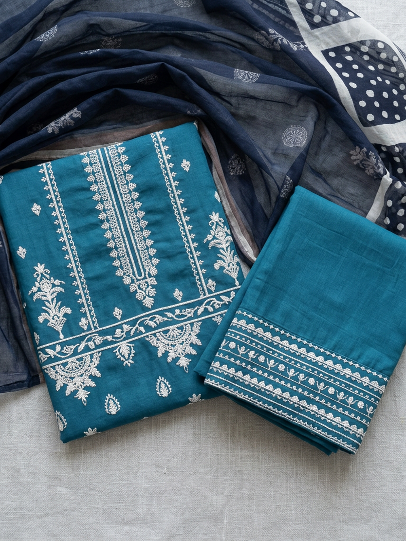 Lilac Embroidered Lawn 3Pcs Suit Set with Printed Diamond Dupatta