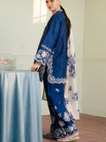 Stunning 3 Pcs Embroidered Suit in Dhanak Fabric -Maroon & Blue